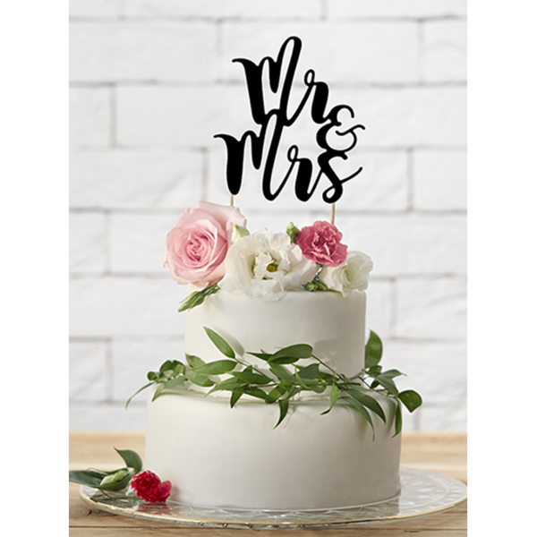 Cake Topper Mr & Mrs Schwarz